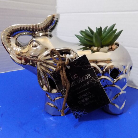 NEW Elephant Figurine Faux Plant Potpourri Holder GC Home Decor - Picture 2 of 5
